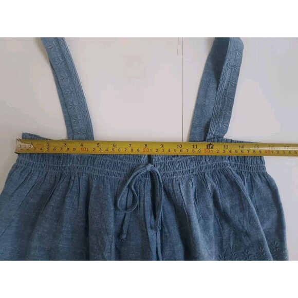NWOT Ladies American Eagle Blue Denim Embroidered Cropped Stitch Tank Size M - Picture 7 of 9